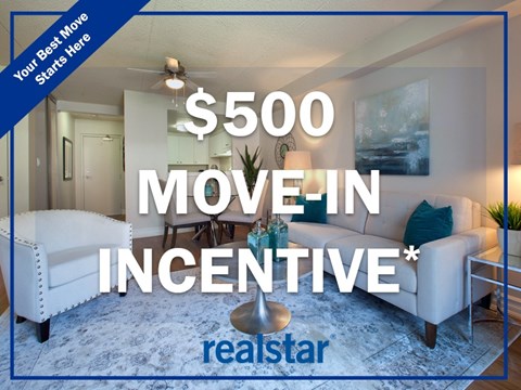 a 500 move in incentive in a living room